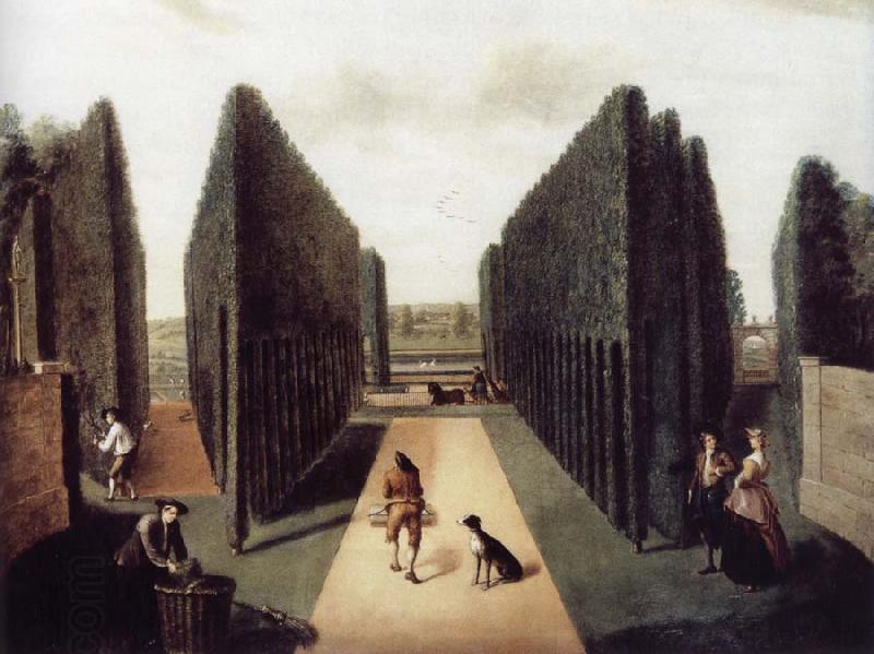 unknow artist Hartwell House,Topiary alleys behind the wilderness and William iii Column oil painting picture